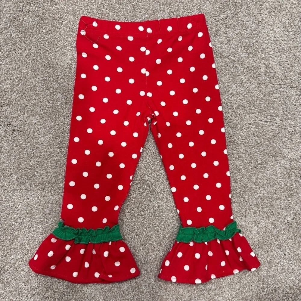 Rare Editions Santa ruffles and polka dot two piece set size 24 months NWT